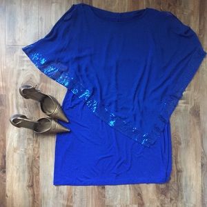 Gorgeous Sapphire Blue Dress with Sequin Detail